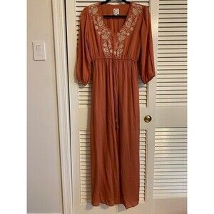 Francesca's Blue Rain orange maxi dress; women’s x-small